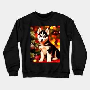 Husky Puppy Dog Christmas Crewneck Sweatshirt